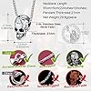FaithHeart Punk Skull Jewellery, Stainless Steel Evil Skull Head with Viking Compass Symbol Skeleton Pendant Gothic Necklace for Rappers Rock Men Singers #5