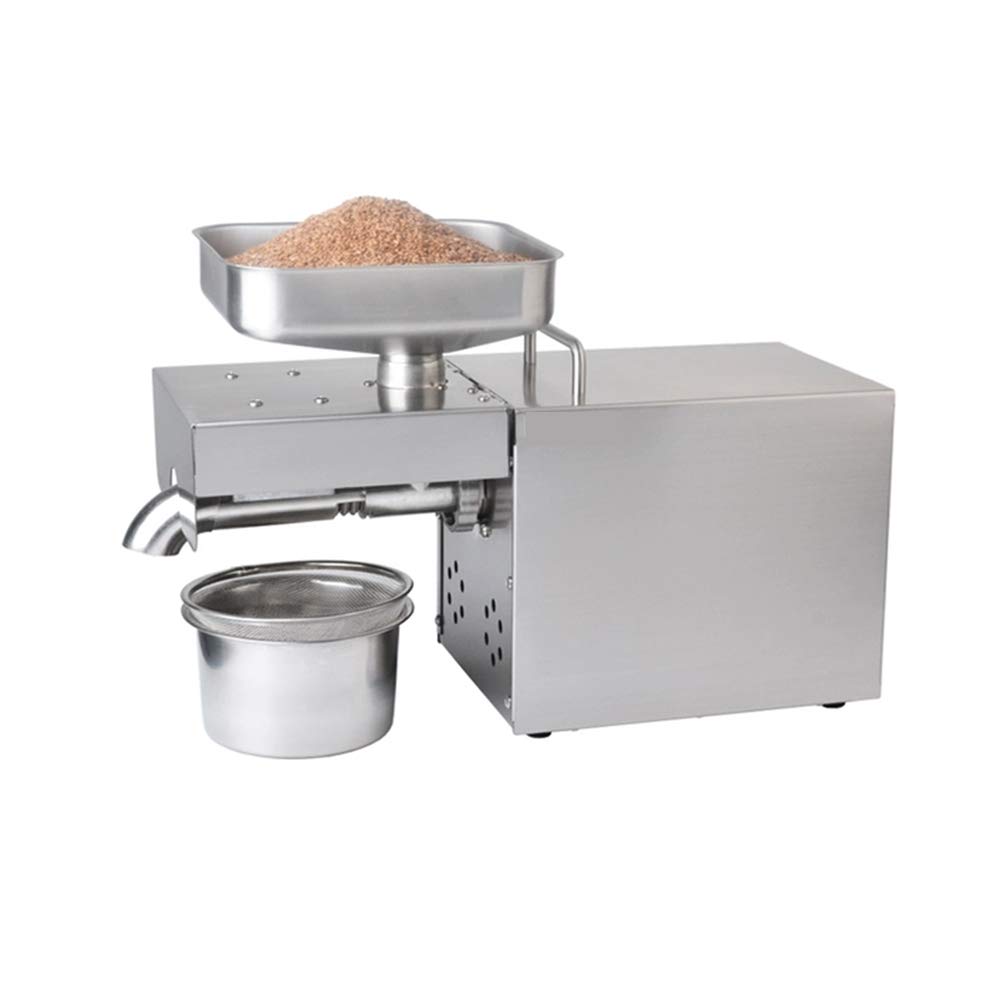 MYUYEE Home Automatic Oil Press Machine, Stainless Steel Oil Extractor Expeller, Ail Press With Oil Cup, For Avocado Coconut Flax Peanut Canola