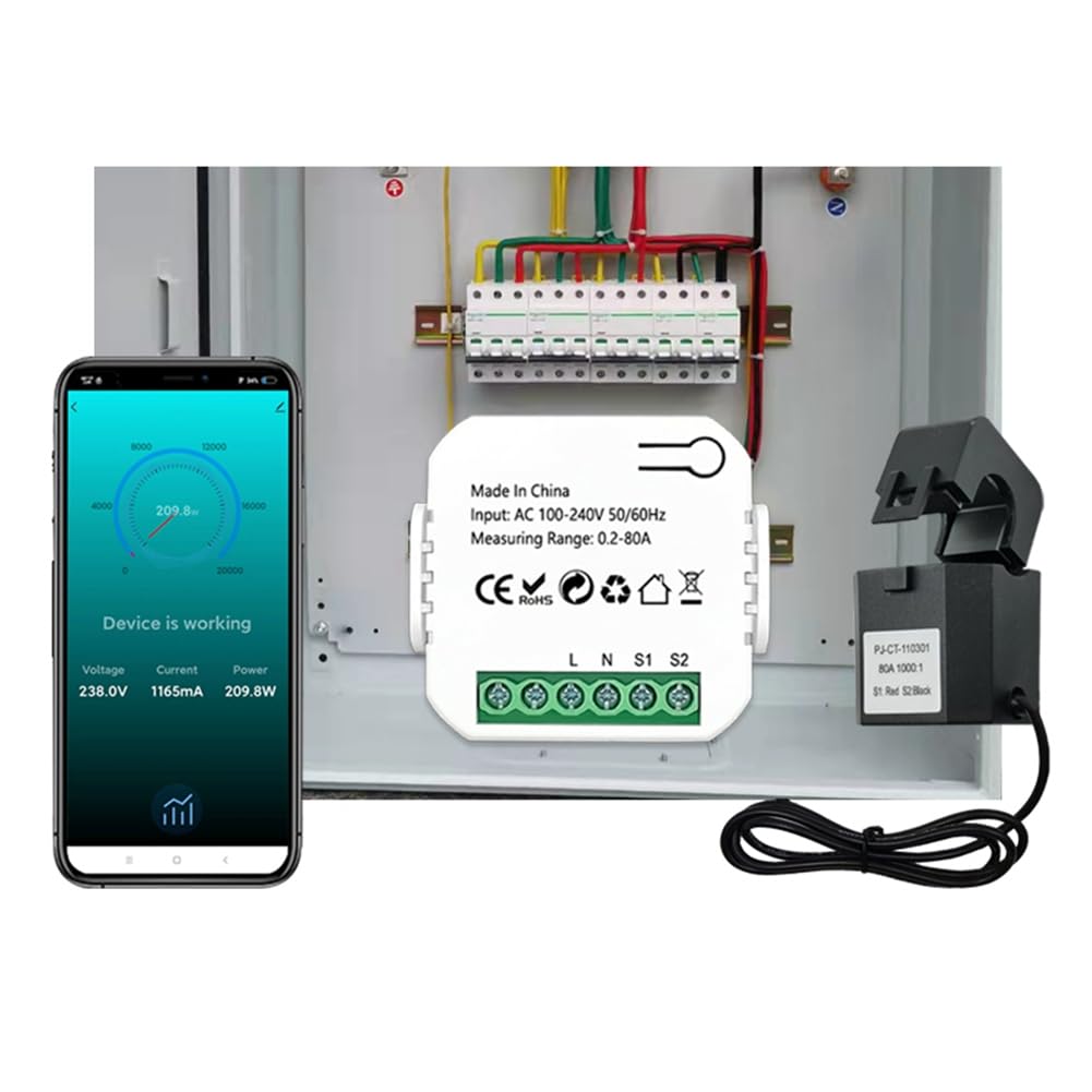 Tuya Smart WiFi Monor di energia digale 80A con trasformatore di corrente Sensore CT App Monor Consumo energetico 110V 240V 50/60Hz  1420