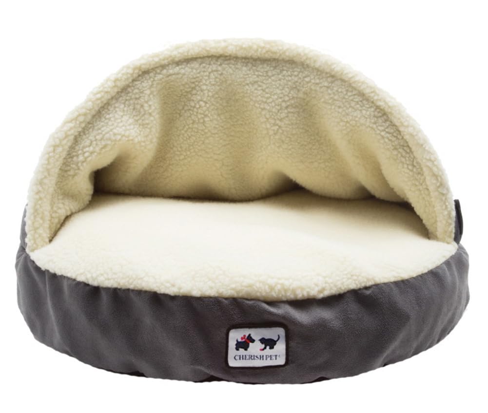 YOUGANG Fleece Plush Dog Bed Cave Large Sleeping Pillow for Dog Cat Rabbit,Winter Warm Pet Nest Cozy Heated Cushion Pillow Hooded Dog Bed (L-89cm)