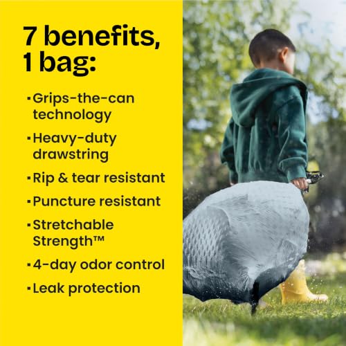 Image of Glad Tall Kitchen Drawstring Trash Bags - Odorshield 13 Gallon White Trash Bag, Febreze Fresh Clean, 110 Count