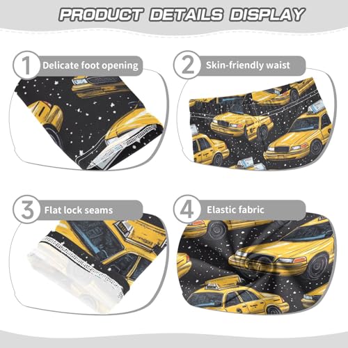 Boccsty Black Running Car Yellow Taxis Car Girls Leggings Kids Yoga Pants Dance Active Tights 4T3
