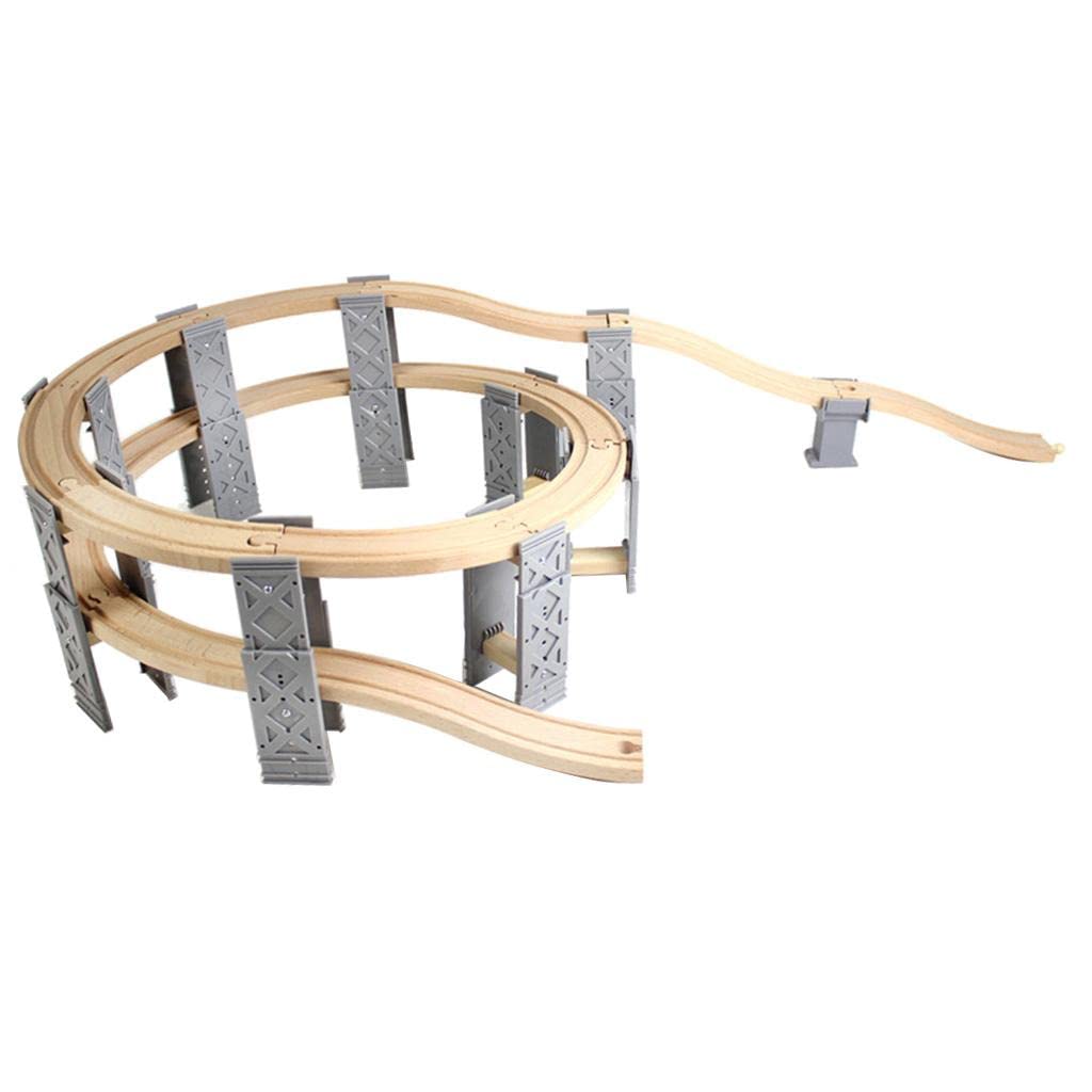 Trenini in Legno Fai da Te con Binari a Spirale E Accessori per La Costruzione di Ferrovie