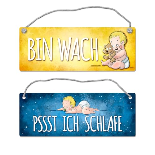 Baby schläft - Baby ist wach Wendeschild mit Kordel