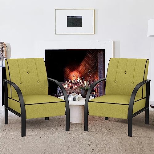 HAOBO Home Accent Chair Living Room Chair Upholstered Chair Button Tufted Arm Chair Leisures Chair for Home Kitchen Office Bistro Cafe Set of 2