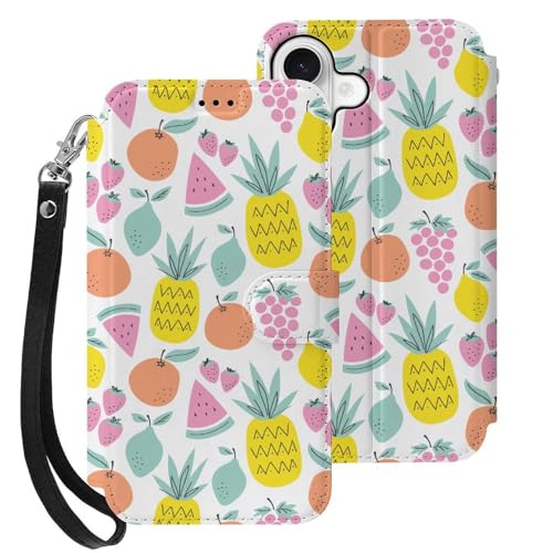 iphone 17用 ケース 果物柄 手帳型 と互換性のある カード収納 いphone17用 カバー 手帳型 Puレザー 横置きスタンド機能 折りたたみ スマホケース スタンド付き アイフォン 17用 ケース 内蔵マグネット 開閉式 財布型 軽量 薄型 耐