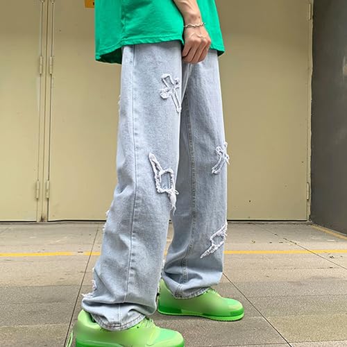 Mens Printed Graphic Jeans Straight Fit Washed Denim Pants Hip Hop Loose Fit Streetwear Jean4