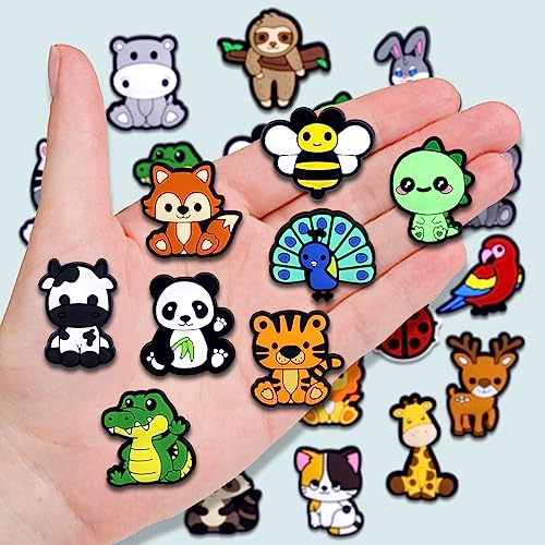 20PCS Animal Shoe Charms, Cute Cartoon Jungle Animal Shoe Decoration Charms Accessories for Kids, Girls, Teen, Boys, Woman, Man Gifts, Party Favor