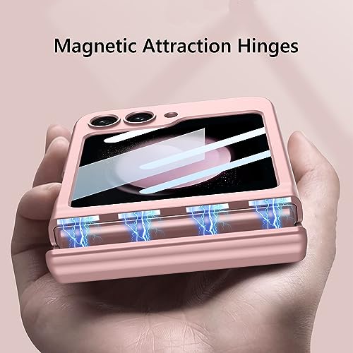 Coque Samsung Galaxy Z Flip 5 rose avec charnière et protège-écran