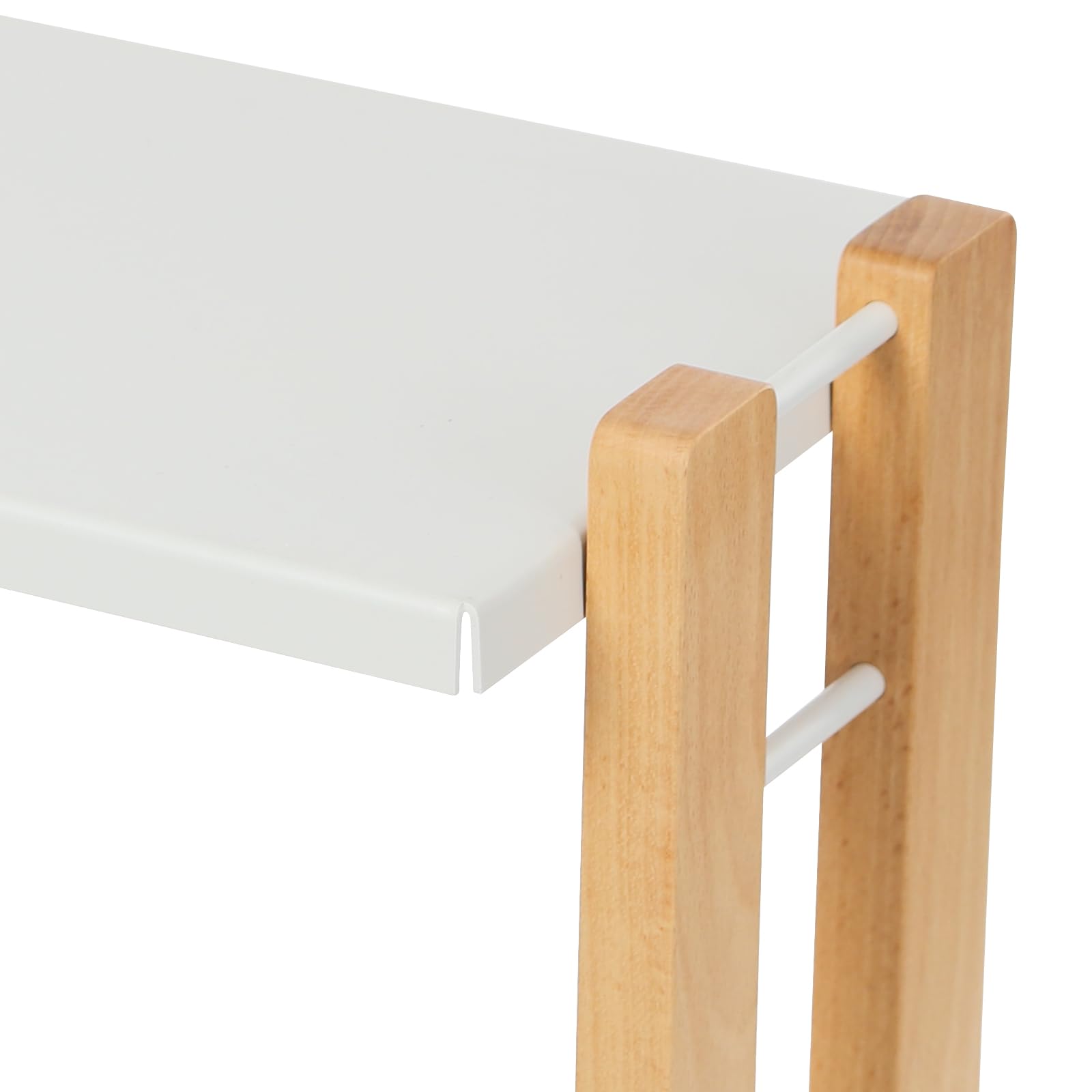 Organizer da scrivania, mensola da bagno a 2 livelli, per riporre utensili da cucina, spezie e cosmetici, bianco