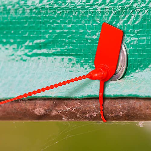 100 Pieces Plastic Tamper Seals 250 mm Self-Locking Tie Tags Red Security Seals Disposable Safety Pull Tie for Home Office Garage Workshop Fire Extinguishers