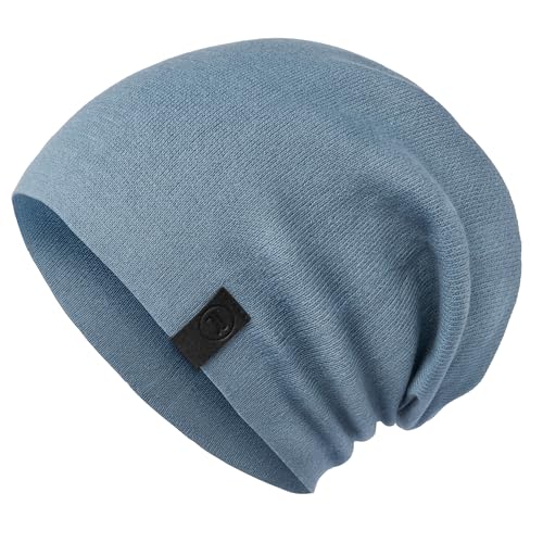 Warm Slouchy Beanie Hat - Deliciously Soft Daily Beanie in Fine Knit Blue Denim