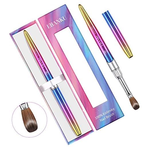 EBANKU Pincel acrílico para uñas, 100 % puro, pinceles acrílicos Kolinsky, tamaño 10, pincel para pintar uñas para aplicación acrílica, pincel profesional para uñas para mujeres (#10)