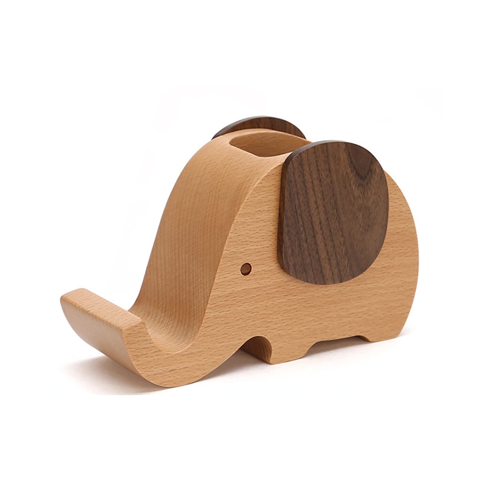DUMRALBQE Wooden Pencil Pot Wooden Elephant Pen Holder Creative Phone for Home Office(8.8x5x4.1cm)