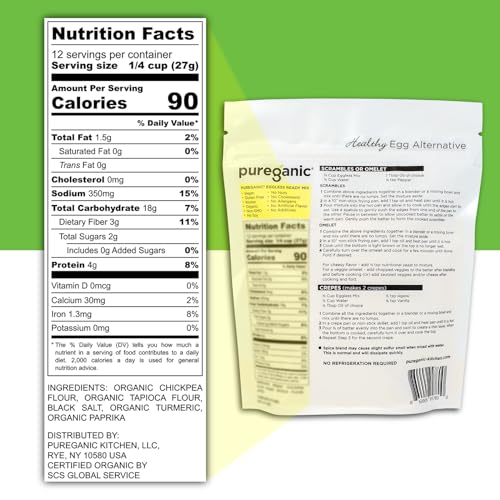 Pureganic Eggless Ready Mix, Vegan Egg Replacer, Plant Based Egg Substitute Organic Gluten Free Soy Free Kosher Non-Gmo thumb #6