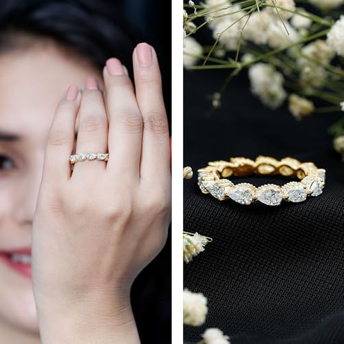 Certified Lab Grown Diamond Wedding Band, Ef-Vs Quality, Pear Shape Diamond Eternity Ring (Ideal For Gift)2