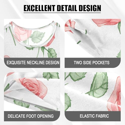 senya Short Sleeve Pajamas Sets Summer Cotton Sleepwear Heart Rose Watercolor4