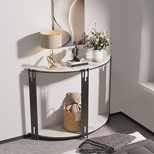 Console entrée marbre blanc 100cm pierre frittée FATIVO