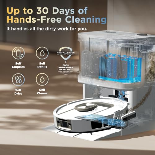 Shark PowerDetect Robot Vacuum & Mop Combo, 60-Day Self-Empty, AV2900XE | LiDAR Mapping for Carpet & Hard Floors, HEPA, Sonic Mopping, Edge & Object Detection, Heated Self-Refill & Self-Clean Base - image 5