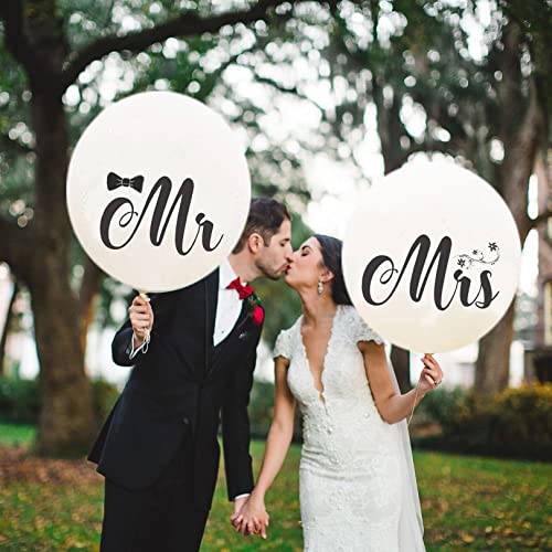 Lot de 2 ballons de mariage Mr & Mrs - Décoration de mariage - 36" - Blanc Cover