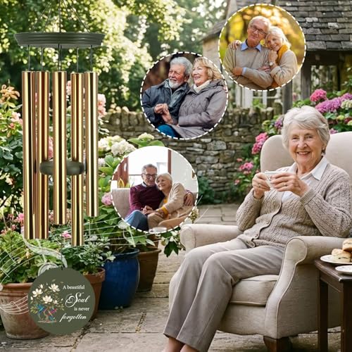 Image of Personalized 30 /36 inch Memorial Wind Chimes for Outside, Sympathy Gifts Wind Chime for Loss of Loved One, Beautiful Decor with Deep Tone, Ideal for Funeral, Remembrance & Bereavement, Produced in Texas