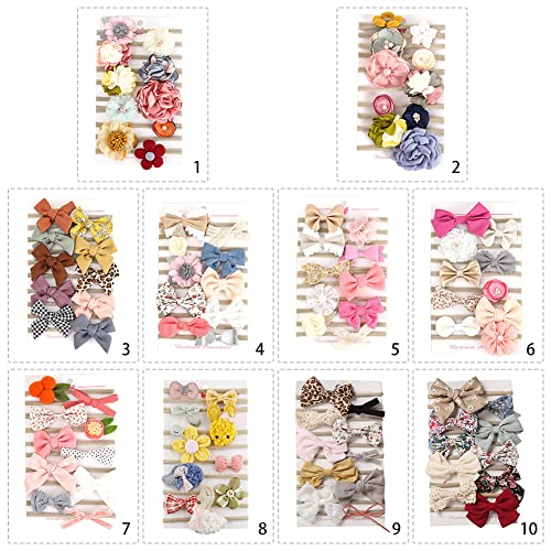Baby Girl Nylon Headbands Hairbands Hair Fabric Linen Bow Elastics Hair Accessories Floral Lace for Girl 12 Pack (Type 5)3