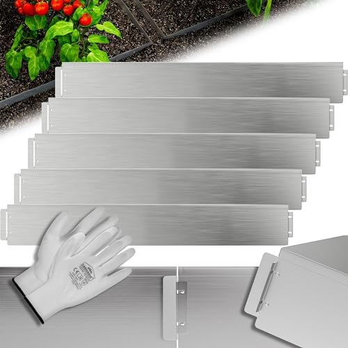 GARDEBRUK® Recinzione Prato 25m 100x14cm in Metallo Zincato Bordo Giardino Delimitazione Aiuole Bordi a Incastro