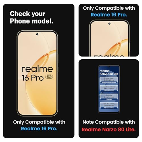 Image of FIRST MART Tempered Glass Screen Protector for Realme 16 Pro - Full-Glue Screen Guard, 3D Edge to Edge, HD Clear, Bubble-Free, Case-Friendly, Black, Pack of 2
