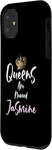 Miniatura 2 de Funda para iPhone 11 Jasmine Name Queen personalizada para mujeres y niñas, color rosa y negro