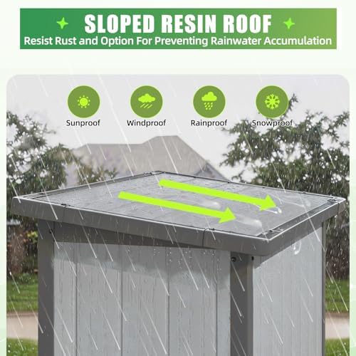 U-MAX Tall Resin Outdoor Storage Cabinet Waterproof with Adjustable Shelves, Vertical Plastic Storage Shed with Reinforced Floor, All Weather Sheds & Outdoor Storage Clearance with Base for Outside — view 3
