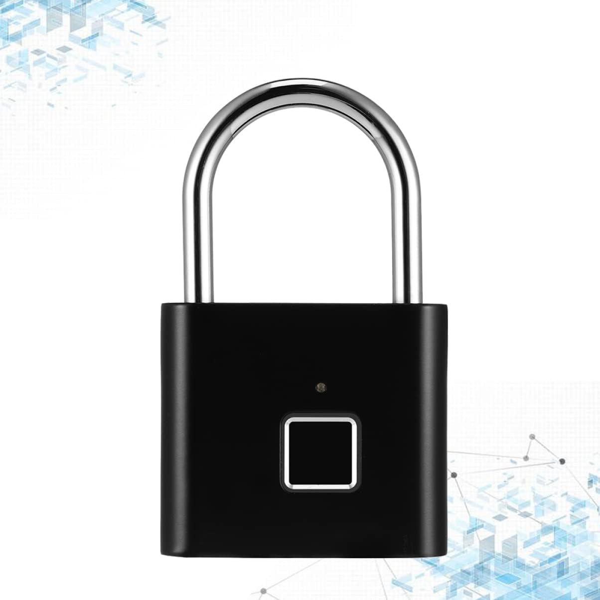 Veemoon Intelligent Fingerprint Password Lock Smart Biometric Hanging Lock for Luggage Suitcases and Cabinets Black Fingerprints Stainless Steel Design for Enhanced Security