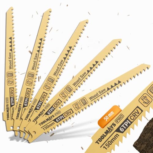 TOOLMAYS Lame Scie Sabre Bois 5 pièces, 150 mm 6TPI – vue 7