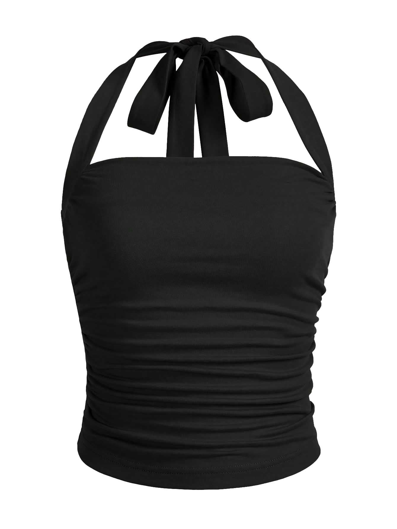 GORGLITTERWomen's Halter Ruched Tie Back Sleeveless Slim Fitted Sexy Camisole Tops