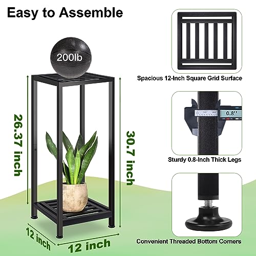 Image of Lilybud--lily Plant Stand Indoor Outdoor Heavy Duty Wrought Iron Pedestal Stands Metal Plant Stand Decorative Flower Stand for Patio Garden Deck Living Room