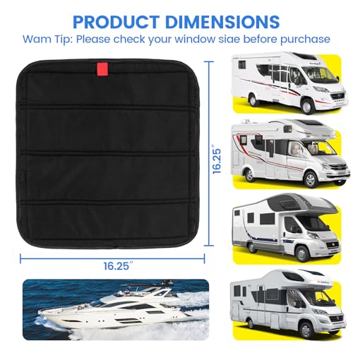 Image of funomo 2 Pcs RV Door Window Shade Cover - Magnetic RV Blackout Window Cover with UV Protection and Privacy Features 16 inch x 16 inch Foldable Magnet Design, Waterproof Fabric, Reflective Silver Coating