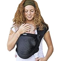 Minimonkey -Tragetuch Mini Sling schwarz für Neugeborene ab Geburt (0 - 2 Jahre) bis 15 kg - Sommer Baby-Trage-System wasserfest, ergonomisch am Bauch tragen in M-Position - Kleinkind Tragegurt