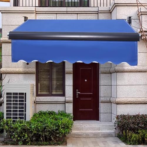 Toile de store banne rétractable bleu avec protection UV imperméable pour extérieur - 3