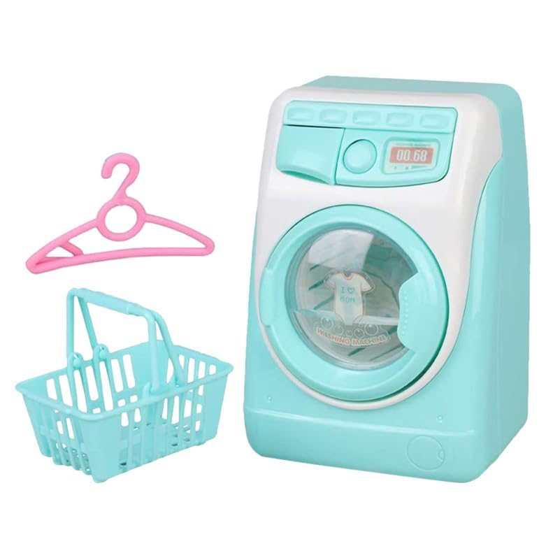 Abaodam Mini Dollhouse Washing Machine for – Pretend Play Small Washing Machine Model with Automatic Brush Cleaner, Educational Appliance for ’ Playsets (No Batteries)