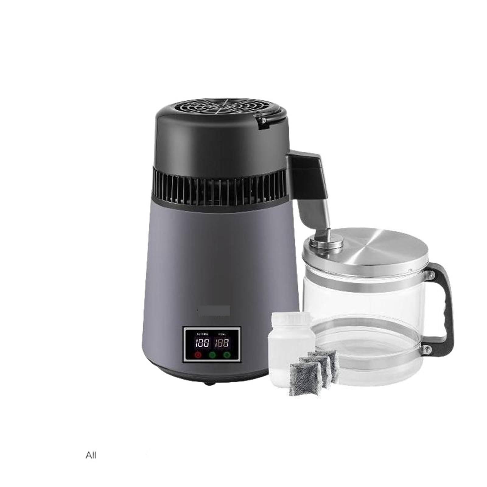 4L Pure Water Distiller Dental Distilled Water Filter Electric Distillation Purifier Water Bottle for Offices Home Use(Dark Grey)