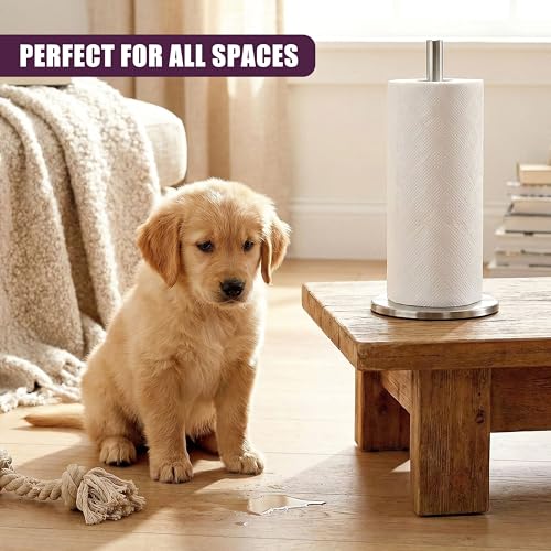GEEZY Stainless Steel Kitchen Roll Holder - Silver Freestanding Paper Towel Stand - Anti-Slip Base Tissue Dispenser & Organiser for Kitchen Countertop & Dining Table - Image 5