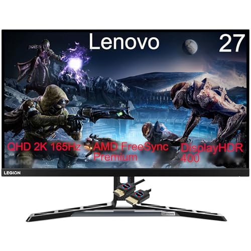 Image of Lenovo Legion Gaming Monitor | 27 inch QHD (2560x1440) IPS | Up to 180Hz | 0.5ms Response Time | 99% sRGB| 1.07 Billion Color | DisplayHDR 400 | AMD FreeSync Premium | Low Blue Light + HDMI Cable