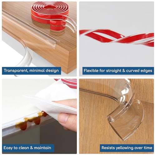 Image of BabyPro 4-Meter Silicone Edge Protector Strip for Baby Proofing, Soft Cushion & Durable Safety Guard for Sharp Furniture Edges & Corners, Peel & Stick Child Safety Bumper for Table, Bed & Desk