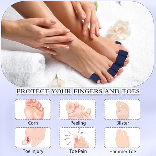 Image of Blulu 24 Pieces Toe Tubes 0.98 Inches Cushion Tube Corn Pads for Toes Sleeves Soft Gel Protectors for Cushions Corns Blisters Calluses 3 Size(Navy Blue,Assorted Sizes)