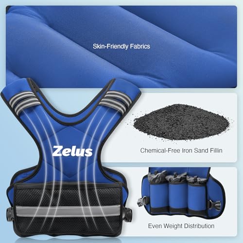 Image of ZELUS Weighted Vest for Men and Women | 4-10lb /11-20lb /20-32lb Vest with 6 Ironsand Weights for Home Workouts | Adjustable Body Weight Vest Exercise Set for Cardio and Strength Training