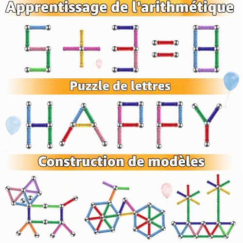 Jvchengxi 320 Pièces Bâtons Magnétiques, Jouets de Construction éducatifs Cadeau Ensemble 3D Jouet de Puzzle des Adultes et des Enfants (Plus de 6 Ans) – vue 4