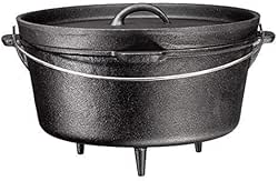 Bruntmor, 3 Legged Pre-Seasoned Large Cast Iron Cauldron Camping Flanged