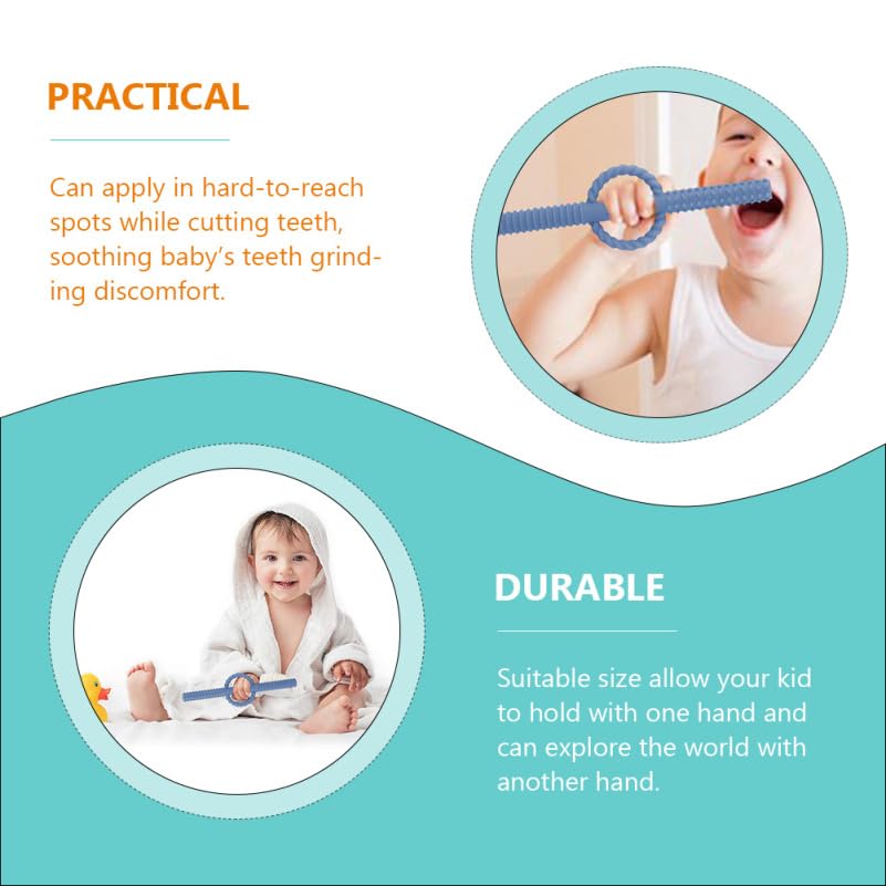 5Pcs Hollow Silicone Chewing Tubes for Boy Girl with Finger Buckles Dual-Texture Softness for Gum Massage and Sensory Stimulation Chewing for Early Development Random Color