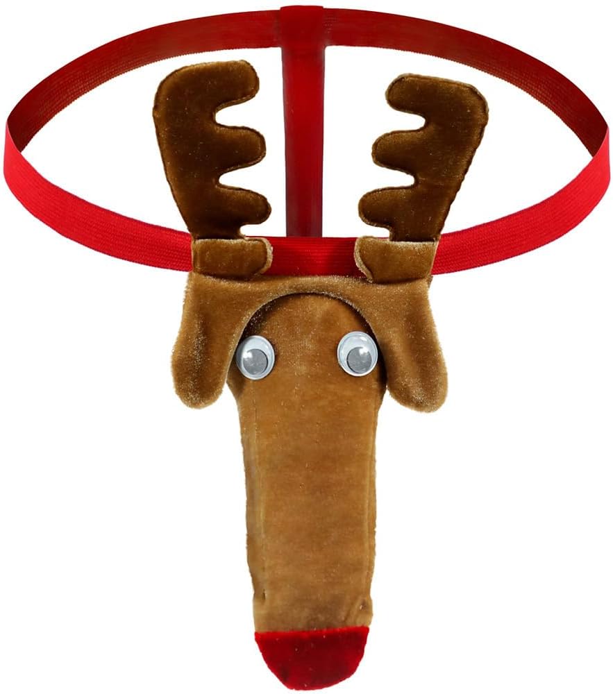 Men's Erotic Underwear Costume Elastic Reindeer G-string Thong Christmas Lingerie Brief for Men