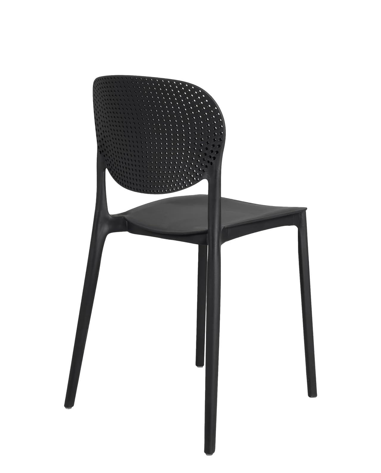 KAYELLES Lot de 4 chaises de Cuisine Noires empilables en Plastique Souple Dossier ajouré ABY (Noir)