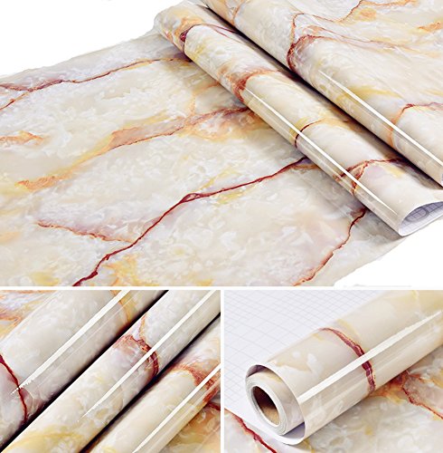 Amao White And Red Granite Marble Contact Paper For Counter Top Peel And Stick Wallpaper Backsplash Self Application 15.7Inch By 79Inch #TOP2